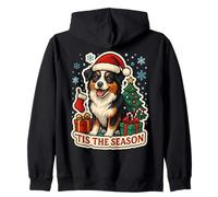 Tis The Season Miniature American Shepherd Dog Christmas Fun Zip Hoodie