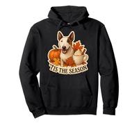 Tis The Season Miniature Bull Terrier Dog Fall Autumn Leaves Pullover Hoodie
