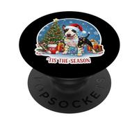 Tis The Season Miniature Bull Terrier Dog Merry Christmas PopSockets Adhesive PopGrip