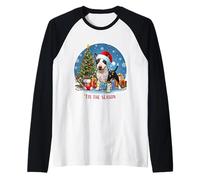 Tis The Season Miniature Bull Terrier Dog Merry Christmas Raglan Baseball Tee