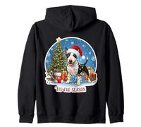 Tis The Season Miniature Bull Terrier Dog Merry Christmas Zip Hoodie