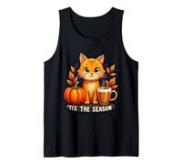 Tis The Season Orange Cat Fall Autumn Pumpkin Spice Lady Mom Tank Top