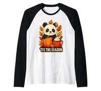 Tis The Season Panda Fall Autumn Pumpkin Leaves Vintage Cup Raglan Baseball Tee