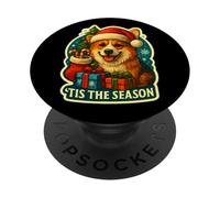 Tis The Season Pembroke Welsh Corgi Dog Christmas Mom Dad PopSockets Adhesive PopGrip
