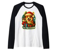 Tis The Season Pembroke Welsh Corgi Dog Christmas Mom Dad Raglan Baseball Tee