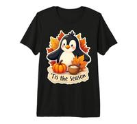 Tis The Season Penguin Fall Autumn Pumpkin Leaves Vintage Premium T-Shirt