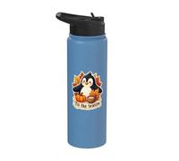 Tis The Season Penguin Fall Autumn Pumpkin Leaves Vintage Stainless Steel Insulated Water Bottle