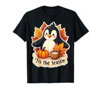 Tis The Season Penguin Fall Autumn Pumpkin Leaves Vintage Value Graphic T-Shirt