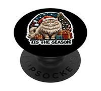 Tis The Season Persian Cat Christmas Tree Festive Xmas X-mas PopSockets Adhesive PopGrip