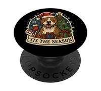 Tis The Season Pit Bull Dog Christmas Mom Dad Owner Festive PopSockets Adhesive PopGrip