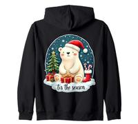 Tis The Season Polar Bear Christmas Tree Festive Xmas X-mas Zip Hoodie