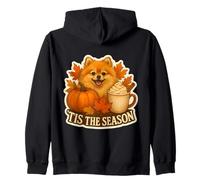 Tis The Season Pomeranian Dog Fall Autumn Pumpkin Spice Cute Zip Hoodie