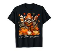 Tis The Season Pumpkin Spice Football Fall Vibes Raccoon T-Shirt