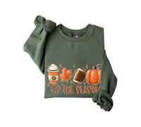 Tis The Season Punmpkin Fall Hoodie Long Sleeve Hoodie For Women (Green XXXL)
