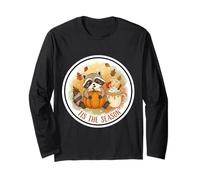 Tis The Season Racoon Fall Autumn Pumpkin Leaves Vintage Cup Long Sleeve T-Shirt
