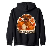 Tis The Season Rhodesian Ridgeback Dog Fall Autumn Pumpkin Zip Hoodie
