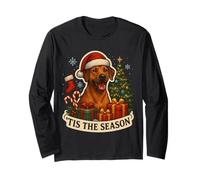 Tis The Season Rhodesian Ridgeback Dog Merry Christmas Tree Long Sleeve T-Shirt
