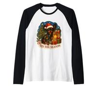 Tis The Season Russian Toy Dog Merry Christmas Mom Dad Xmas Raglan Baseball Tee