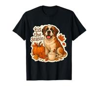 Tis The Season Saint Bernard Dog Fall Autumn Pumpkin Spice T-Shirt