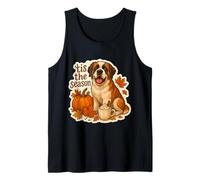 Tis The Season Saint Bernard Dog Fall Autumn Pumpkin Spice Tank Top