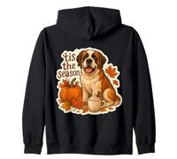 Tis The Season Saint Bernard Dog Fall Autumn Pumpkin Spice Zip Hoodie