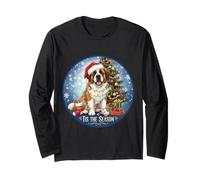 Tis The Season Saint Bernard Dog Merry Christmas Holiday Fun Long Sleeve T-Shirt