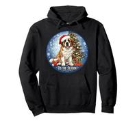 Tis The Season Saint Bernard Dog Merry Christmas Holiday Fun Pullover Hoodie