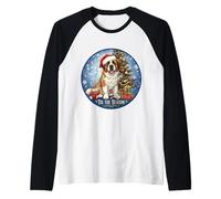 Tis The Season Saint Bernard Dog Merry Christmas Holiday Fun Raglan Baseball Tee