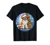 Tis The Season Saint Bernard Dog Merry Christmas Holiday Fun T-Shirt