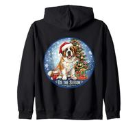 Tis The Season Saint Bernard Dog Merry Christmas Holiday Fun Zip Hoodie