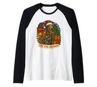 Tis The Season Scottish Deerhound Dog Christmas Mom Dad Xmas Raglan Baseball Tee
