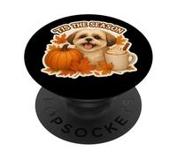 Tis The Season Shih Tzu Dog Fall Autumn Pumpkin Spice Latte PopSockets Adhesive PopGrip