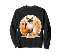 Tis The Season Siamese Cat Fall Autumn Pumpkin Spice Leaves Sweatshirt