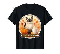 Tis The Season Siamese Cat Fall Autumn Pumpkin Spice Leaves T-Shirt