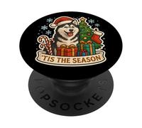 Tis The Season Siberian Husky Dog Merry Christmas Festive PopSockets Adhesive PopGrip