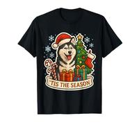 Tis The Season Siberian Husky Dog Merry Christmas Festive T-Shirt
