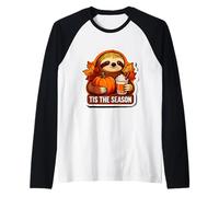 Tis The Season Sloth Fall Autumn Pumpkin Leaves Vintage Cup Raglan Baseball Tee