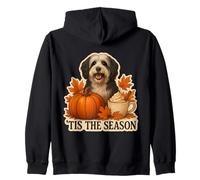 Tis The Season Tibetan Terrier Dog Fall Autumn Pumpkin Spice Zip Hoodie