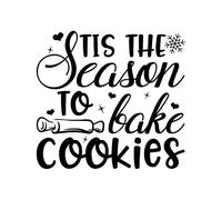Tis The Season to Bake Cookies Vinyl Wall Decal Peel and Stick Sayings Lettering Wall Art Stickers Funny Quote Home Decor for Bedroom Living Room TV Wall Art 47in