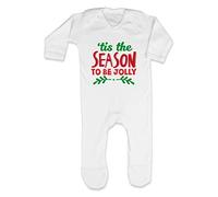 Tis The Season to be Jolly [BCX] Baby Romper Jumpsuit with feet, 6-12 Months, White