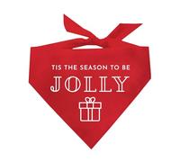 Tis The Season to Be Jolly Dog Bandana | 100% Cotton Adjustable Triangle | Made in USA | Christmas | Santa's Helper | Winter | Gift |Red, One Size (925)