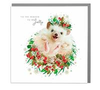 Tis the Season to be Jolly - Wildlife Christmas Card - Blank Card and Envelope - Hedgehog - by Lola Design