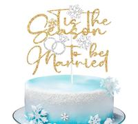 Tis the Season to be Married Cake Topper, Snow in Love, Just Married, Winter Christmas Wedding Bridal Shower Engagement Bachelorette Party Decorations