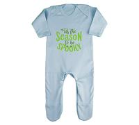 Tis The Season to Be Spooky Halloween Statement Baby Romper Jumpsuit with feet, 0-3 Months, Pastel Blue