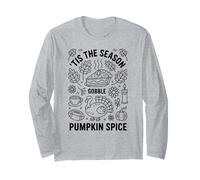 'Tis The Season to Gobble Pumpkin Spice Christmas Doodle Long Sleeve T-Shirt