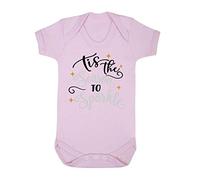Tis The Season to Sparkle Style 2 Metallic Baby Grow Vest, 0-3 Months, Pastel Pink
