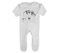 Tis The Season to Sparkle Style 2 Metallic Baby Romper Jumpsuit with feet, 0-3 Months, White