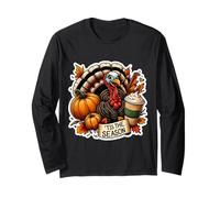 Tis The Season Turkey Fall Autumn Pumpkin Spice Cup Vintage Long Sleeve T-Shirt