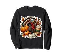 Tis The Season Turkey Fall Autumn Pumpkin Spice Cup Vintage Sweatshirt