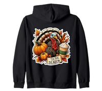 Tis The Season Turkey Fall Autumn Pumpkin Spice Cup Vintage Zip Hoodie